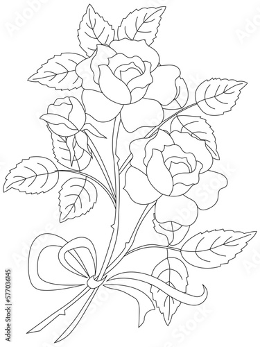Fototapeta Naklejka Na Ścianę i Meble -  hand drawn simple flower coloring pages for kids and adult