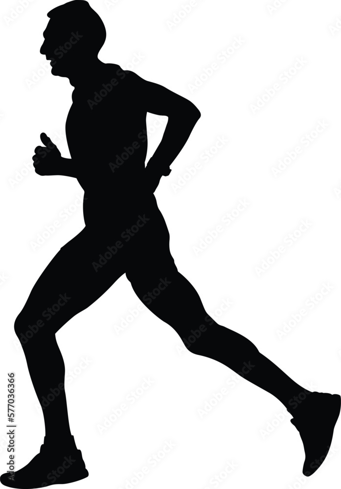 male athlete runner middle-aged black silhouette