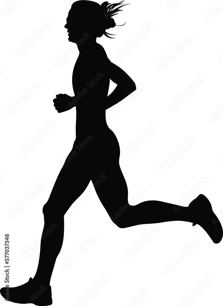 slender woman athlete runner black silhouette