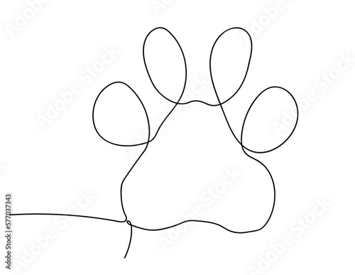 Continuous one line drawing vector illustration of a paw pad