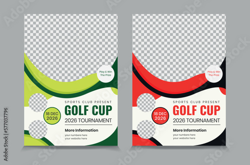 Golf tournament flyer template, vector illustration eps 10 Gold tournament double side or page flyer template