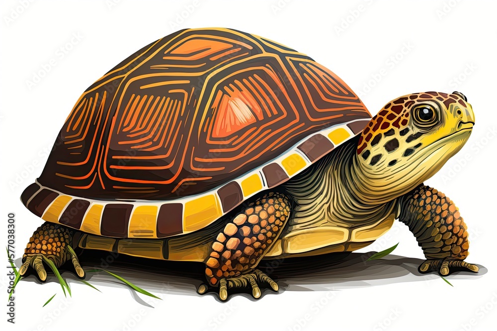 Obraz premium Close up of a North American box turtle. Generative AI