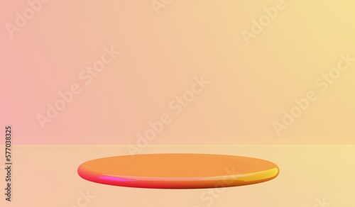 3d render simple orange stage for commercial product showcase.