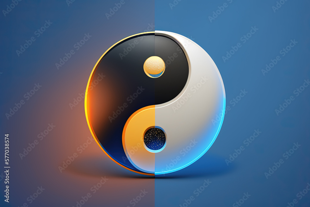 yin and Yang sign on a blue background.Generative AI yin and Yang sign on a blue background.Generative AI