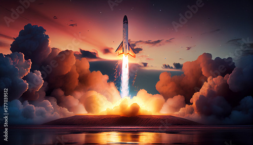 Falcon 9 rocket by company Space X landing. photo