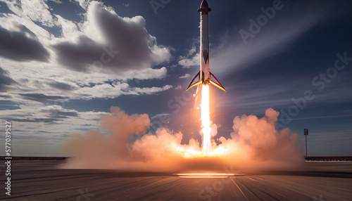 Modern rocket landing. photo