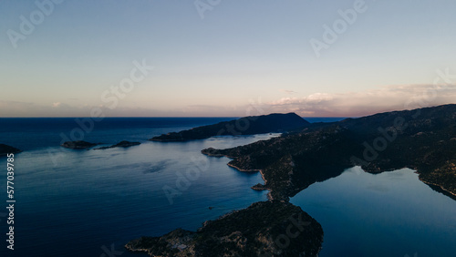 The village of Kalekoy  Kekova view from drone in the Antalya Province of Turkey