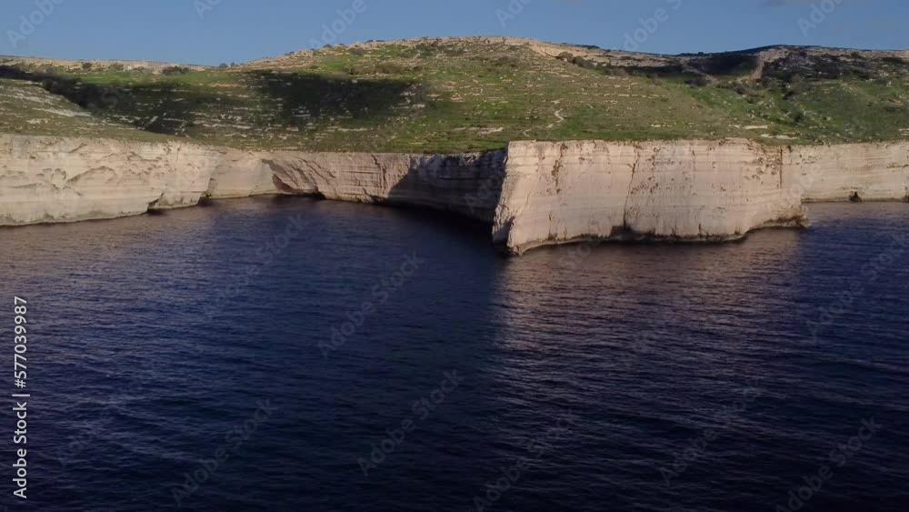 Drone shot of Dingli Cliff in Malta, landscape view Drone shot of Dingli Cliff in Malta, landscape view