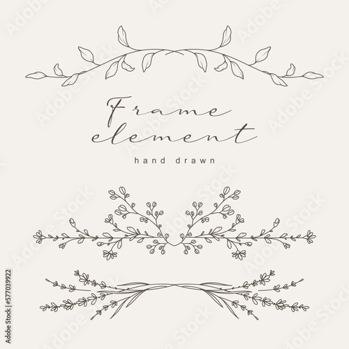 Hand drawn vintage floral borders, frames, dividers with flowers, branches and leaves.Trendy greenery elements in line art style.Vector for label, corporate identity, wedding invitation, greeting card