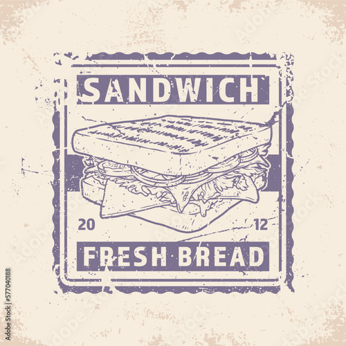 Sandwich breakfast logotype vintage monochrome