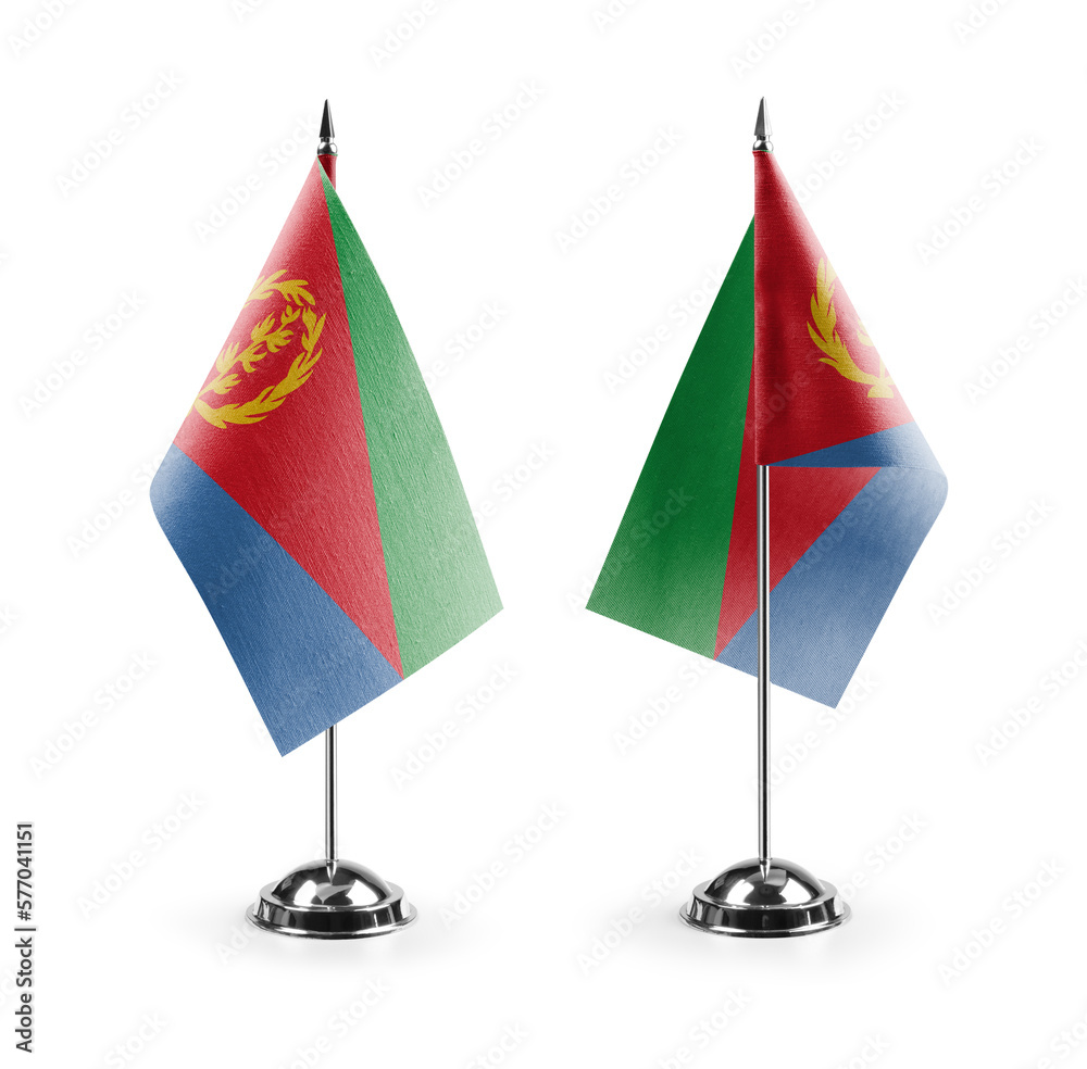 Small national flags of the Eritrea on a white background Small national flags of the Eritrea on a white background