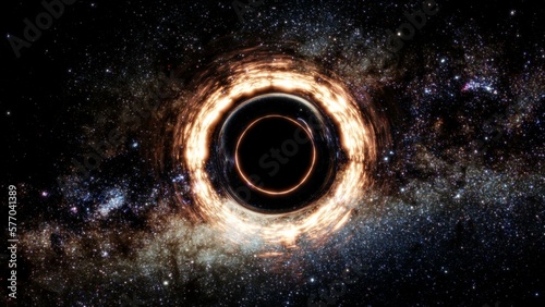 Fényképezés 3D illustration of a black hole.