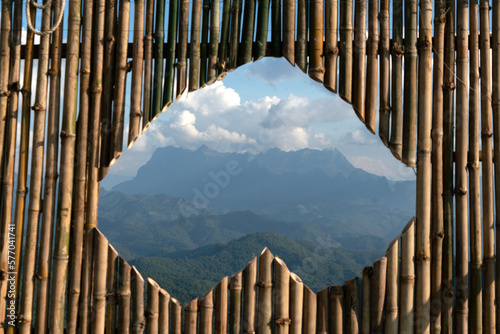 Hadubi view point with Doi Chiang Dao mountain in Chiang Mai, Thailand. photo