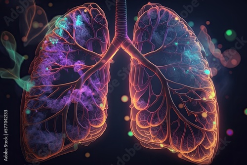 Human Lungs Organ Medical Biology Abstracts. Generative Ai photo