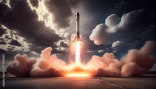 Falcon 9 rocket by company Space X landing. photo