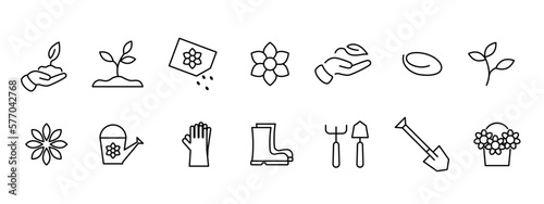 Flower and gardening icon set illustration