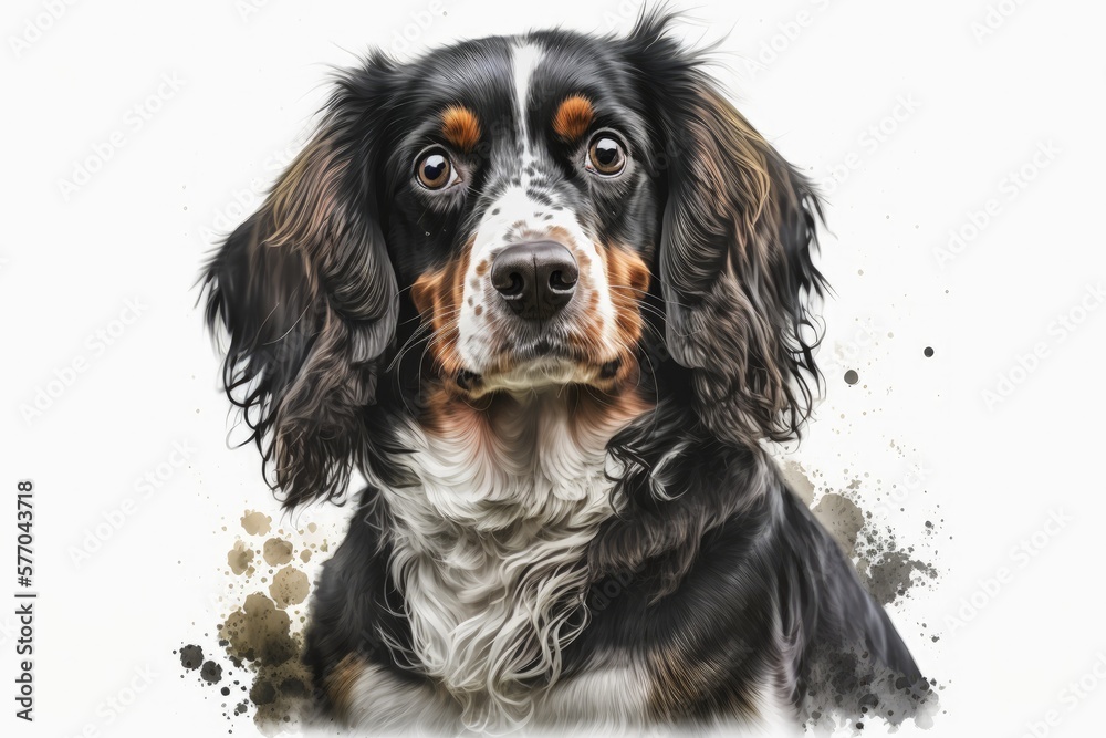 dog portrait with a white background and nice expression. Generative AI