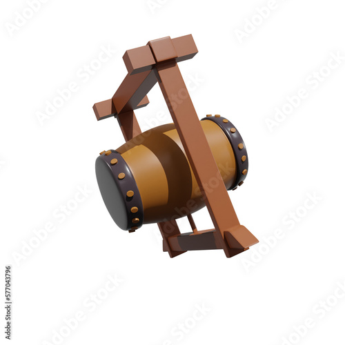 Drum of muslim mosque 3d illustration, ramadhan, icon,view render, hd, premium quality, alpha background, PNG format
