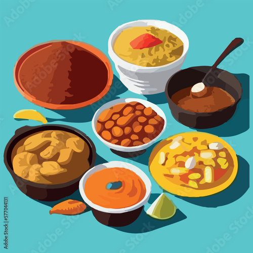 Mexican and Colombian food vector illustration