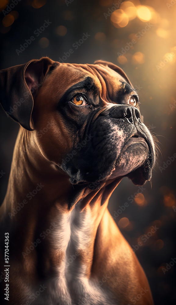 Portrait of a boxer. Beautiful pet and family photos, wallpaper, poster created with help of generative ai. Portrait of a boxer. Beautiful pet and family photos, wallpaper, poster created with help of generative ai.