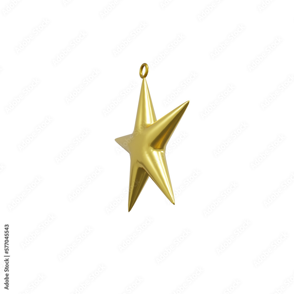 Golden Star decoration muslim ramadhan theme 3d illustration, icon,view render, hd,  premium quality, alpha background, PNG format