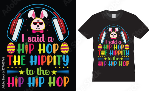 Canvas Print Happy easter day funny bunny easter cute rabbit typography t shirt design vector template