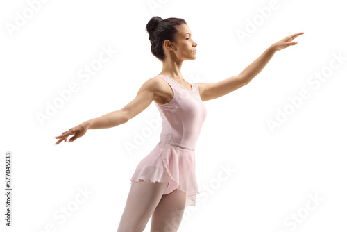 Elegant young female ballet dancer performing