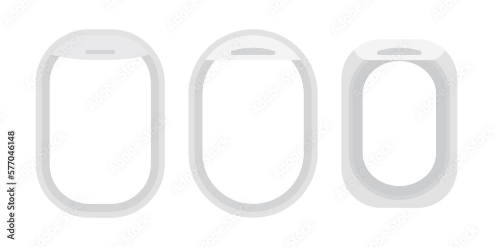 Fototapeta premium Airplane window frame illustration set.