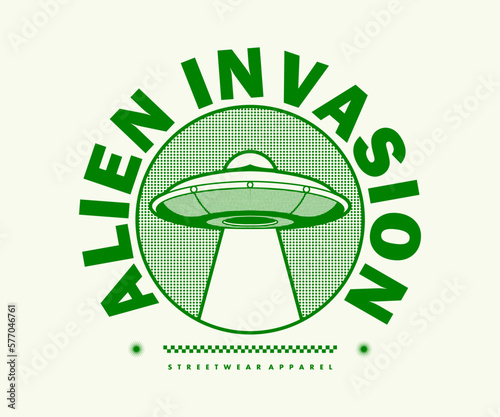 ufo t shirt design, vector graphic, typographic poster or tshirts street wear and Urban style