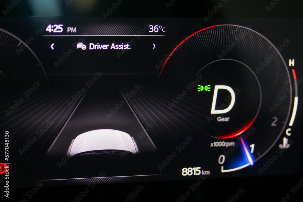 Driver Assist graphic in a new vehicle gauge cluster