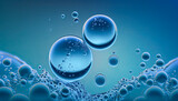 Air bubbles in the water with blue background. Generative AI.
