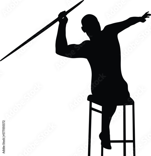 disabled athlete javelin throw black silhouette