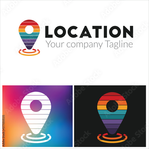 Geotag or location pin logo icon design, Map location. Travel logo. Map color concept. Pin logo. Location logo. Pointer logo. Trip logo
