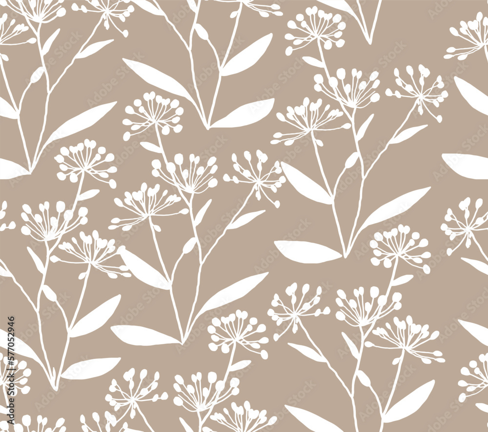 Fototapeta premium Floral brush repeat strokes seamless pattern background for fashion prints, wrappers, wallpapers, graphics, backgrounds and crafts decorative climbing flowers. tropical plants Sketchy print flowers