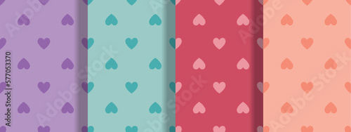 Heart seamless pattern background. Vector illustration for holiday design. Abstract romantic photo frame. Stylish decorative bright label set. Fashion valentine day ornament.