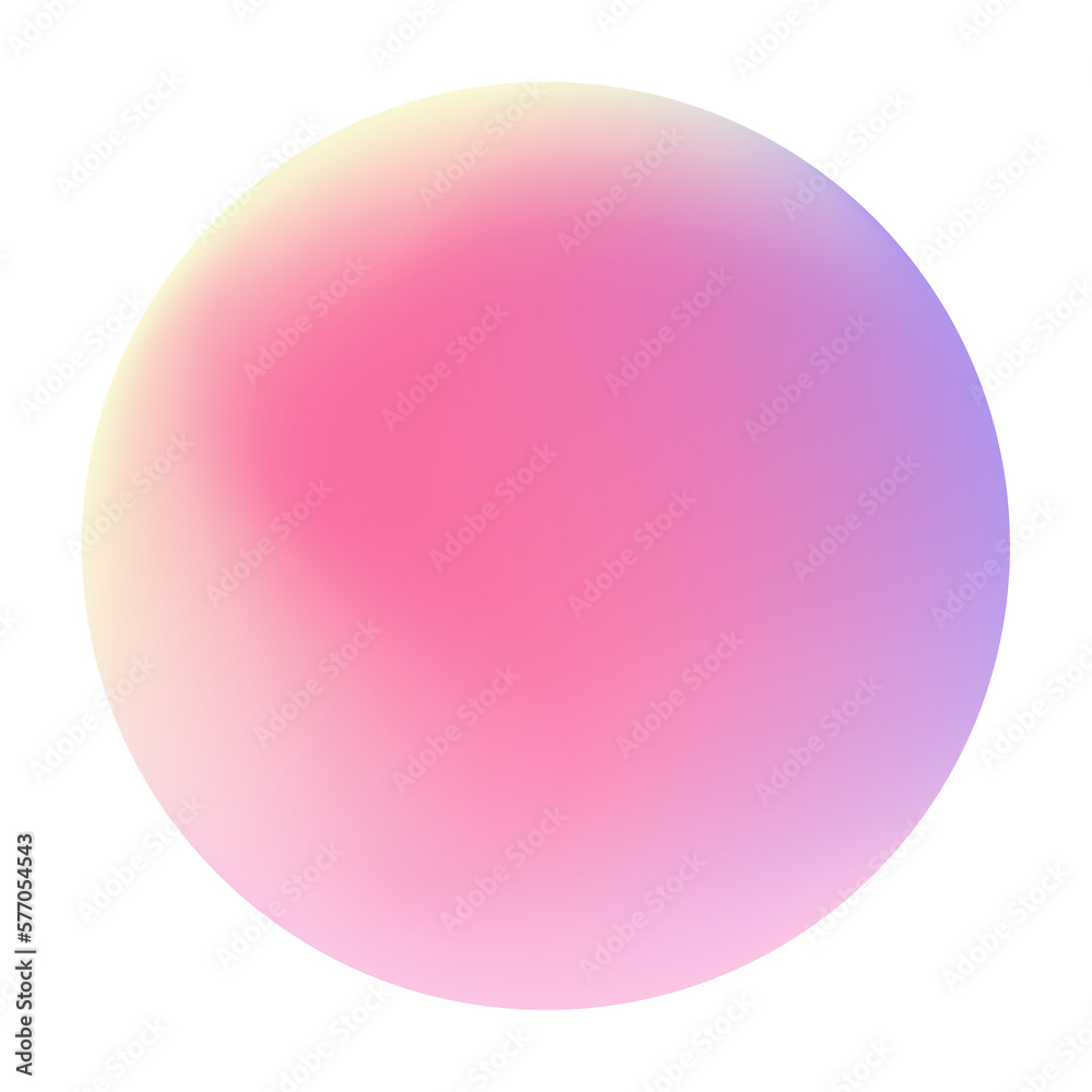 A holographic pastel-colored gradient sphere in pink, purple, and yellow. Vibrant gradient banner with bright glow gradient background. Vector Illustration