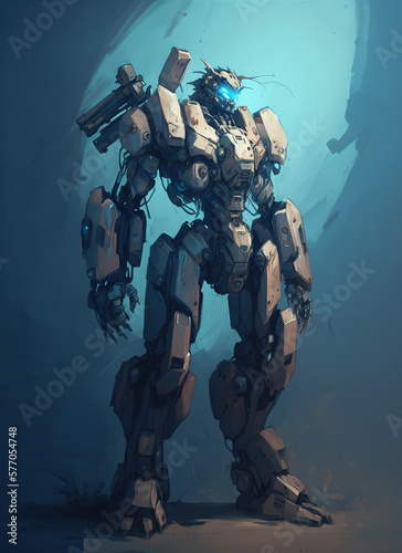 robot, mecha, concept art illustration 