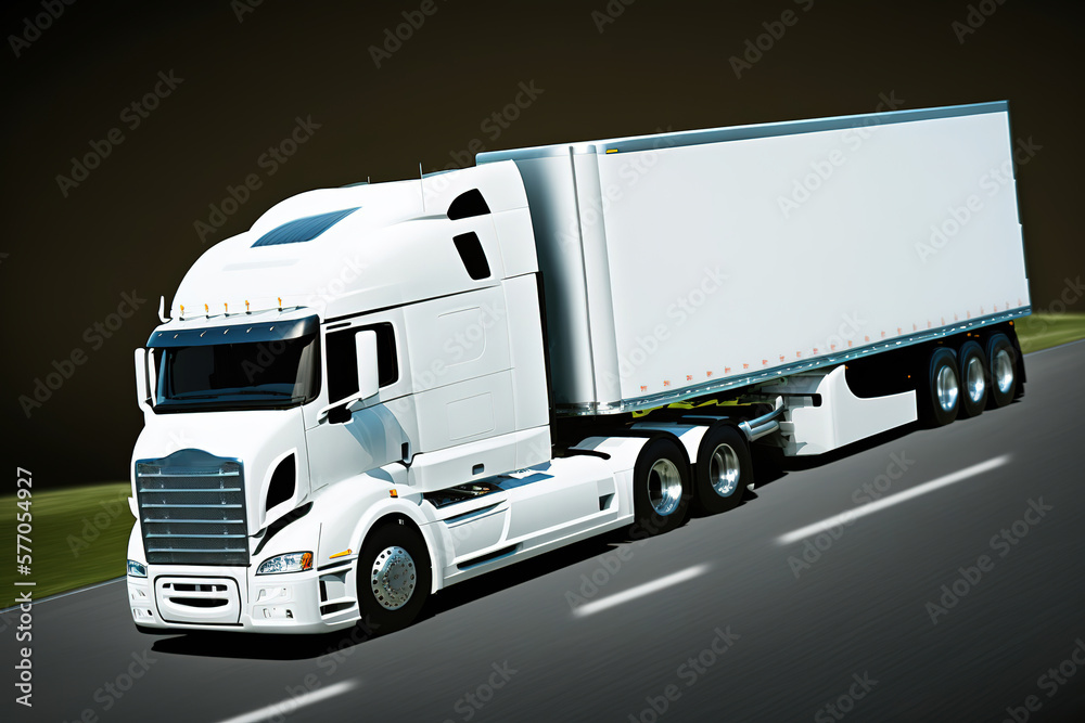 white transport truck, ai art illustration white transport truck, ai art illustration