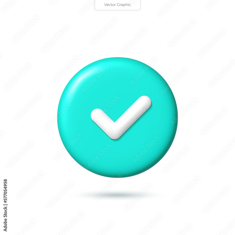 3D realistic check mark cartoon vector. Perfect for completion, success, and achievement concepts. 3d vector render illustration 3D realistic check mark cartoon vector. Perfect for completion, success, and achievement concepts. 3d vector render illustration