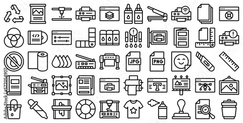 Line style vector icon set for printing.
