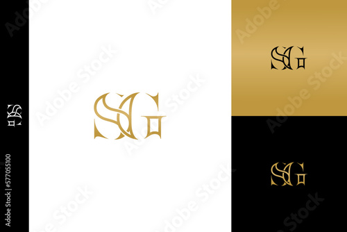 Luxury SG letters. Icon, initial, monogram, minimalist, vector, logo design, template