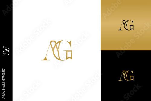 Luxury AG letters. Icon, initial, monogram, minimalist, vector, logo design, template