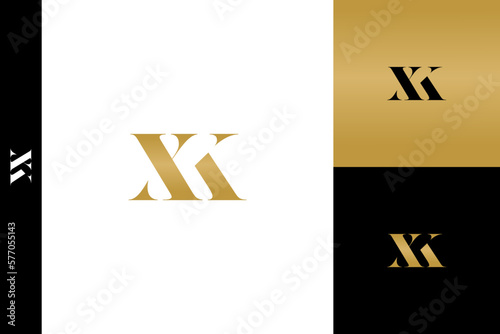 Luxury XK letters. Icon, initial, monogram, minimalist, vector, logo design, template