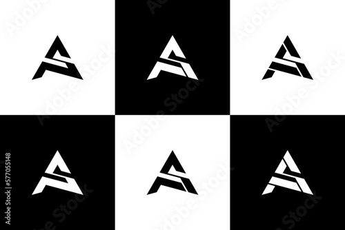 Set of abstract A AS letters. Initial, icon, vector, logo design, template
