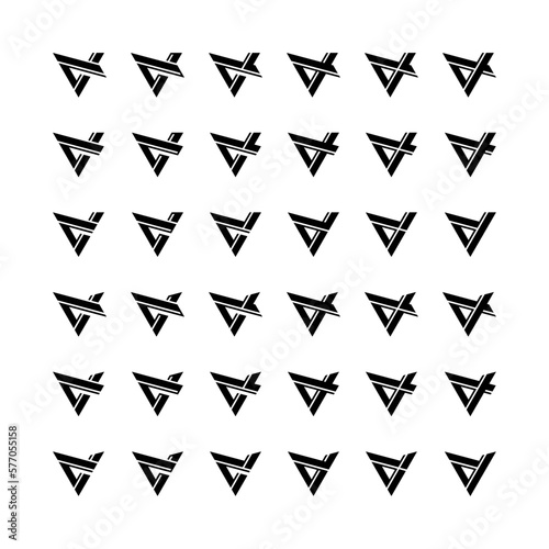 Set of abstract V. Letter, initial, icon, vector, logo design, template