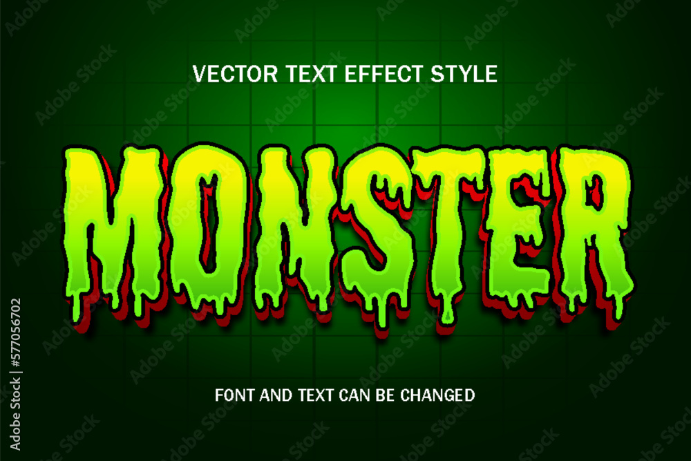 monster attack typography lettering 3d editable text effect font style  template background design wallpaper banner poster Stock Vector | Adobe  Stock