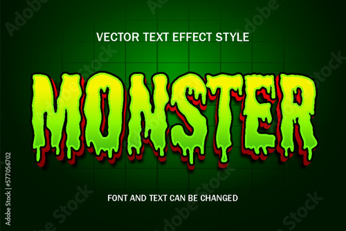 monster attack typography lettering 3d editable text effect font style template background design wallpaper banner poster