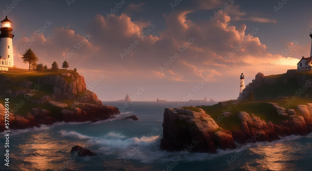 Mediterranean seaside lighthouse [AI Generated]