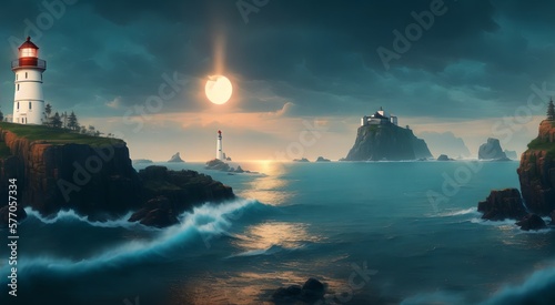 Mediterranean seaside lighthouse [AI Generated]