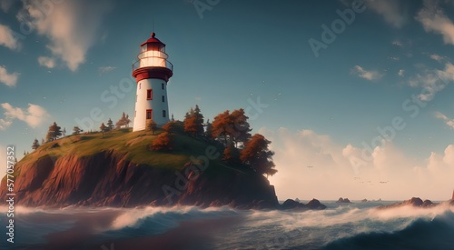 Mediterranean seaside lighthouse [AI Generated]